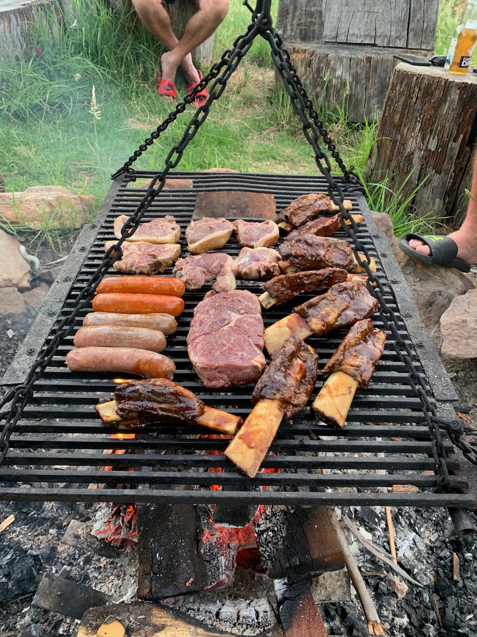 Cooking over fire at Little Tootie